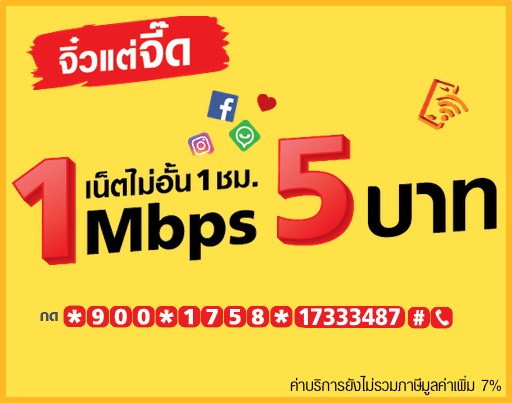 เน็ตทรู 5 บาท สมัครเลย เน็ตเล่นไม่อั้น ไม่ลดสปีด 5 บาท เท่านั้น #21960 ::  Thaimobilecenter.Com