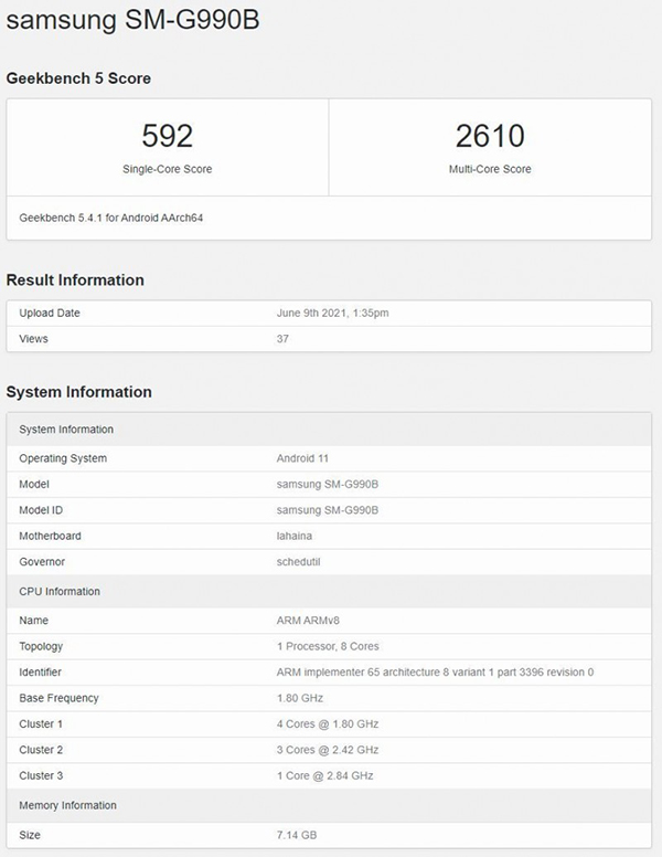 s21 fe geekbench